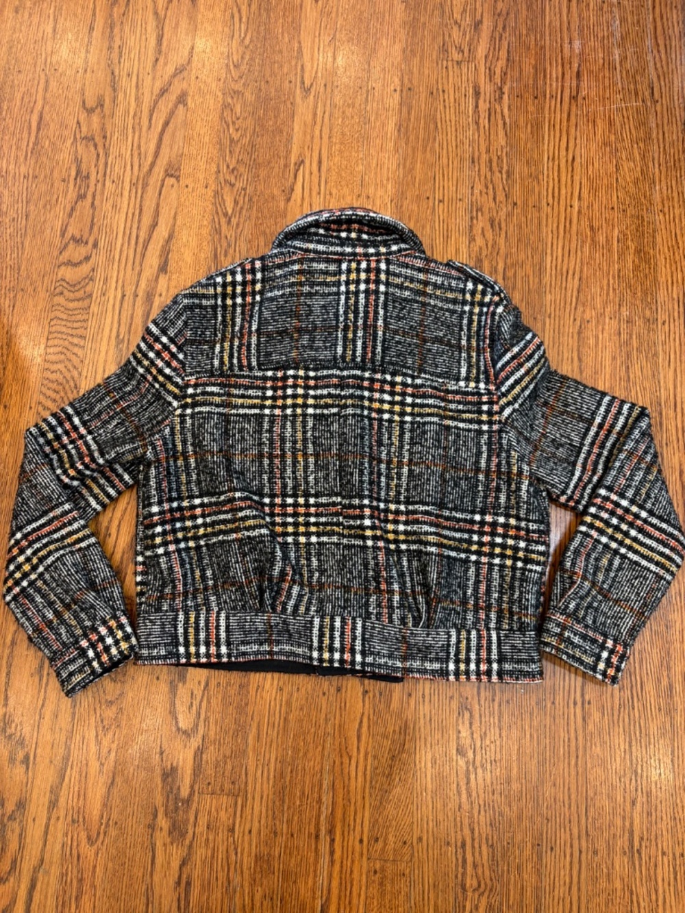 Free People Slouchy Eisenhower Jacket | Black Plaid Cropped Utility Jacket Boho - Picture 7 of 9